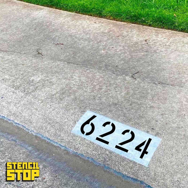 Stencil Stop Curb Stencil Kit for Address Painting â€“ Includes All Numbers, 4-Inch Durable & Reusable Plastic Stencils for Sidewalks, Pavement, and Industrial Use (2 of Each, Classic Font) - Image 5